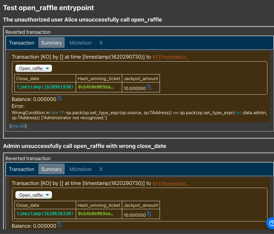 SmartPy online IDE, test scenario output