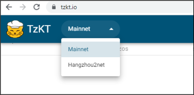 TzKt homepage, select network